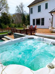 outdoor spa, hot tub, backyard